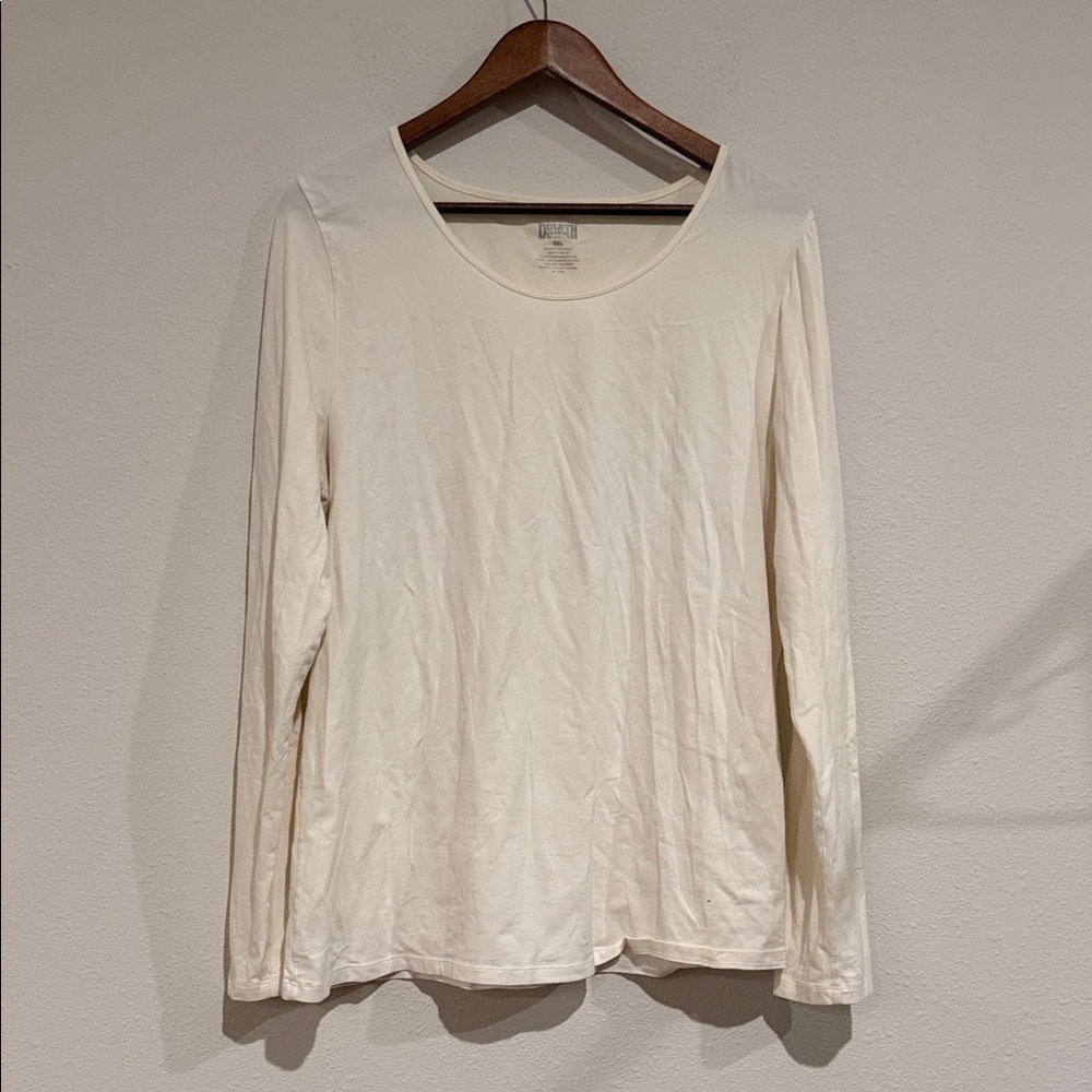 Duluth Trading Co Cream Long Sleeve Crew Tee - Picture 2 of 3